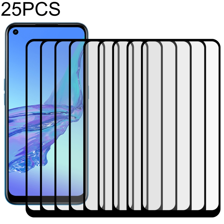 

For OPPO A32 25 PCS Full Glue Full Screen Tempered Glass Film