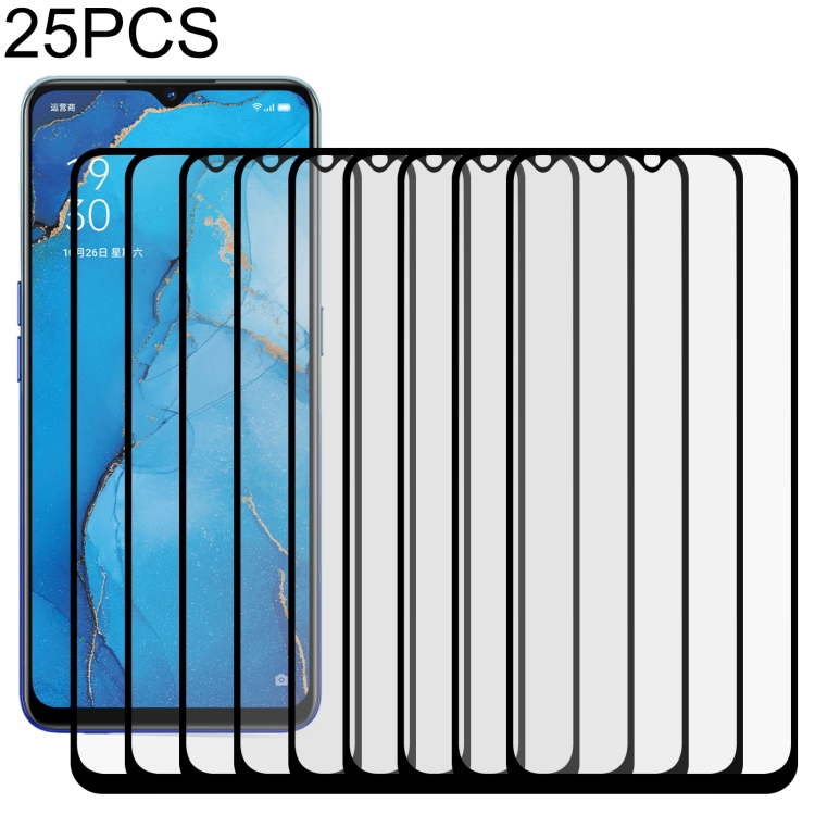 

For OPPO Reno3 A 25 PCS Full Glue Full Screen Tempered Glass Film