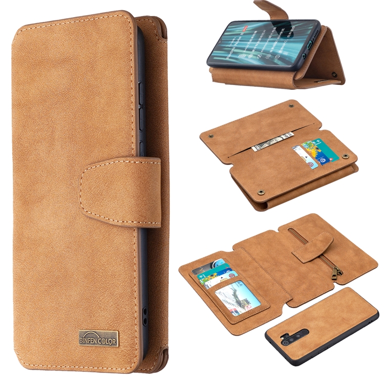 

For Xiaomi Redmi Note 8 Pro Detachable Frosted Magnetic Horizontal Flip Leather Case with Card Slots & Holder & Zipper Wallet & Photo Frame(Brown)
