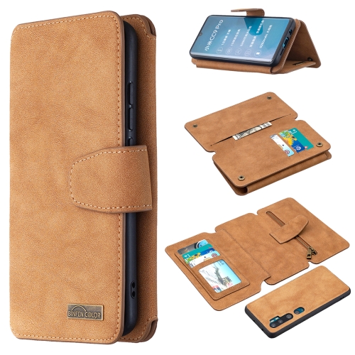 

For Xiaomi Mi CC9 Pro Detachable Frosted Magnetic Horizontal Flip Leather Case with Card Slots & Holder & Zipper Wallet & Photo Frame(Brown)