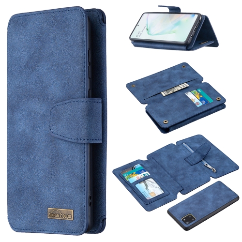 

For Samsung Galaxy A81 Detachable Frosted Magnetic Horizontal Flip PU Leather Case with Card Slots & Holder & Zipper Wallet & Photo Frame(Blue)