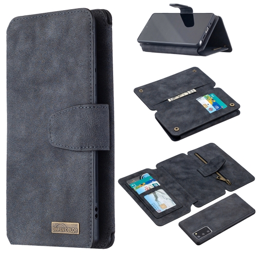 

For Samsung Galaxy Note20 Detachable Frosted Magnetic Horizontal Flip PU Leather Case with Card Slots & Holder & Zipper Wallet & Photo Frame(Black Blue)