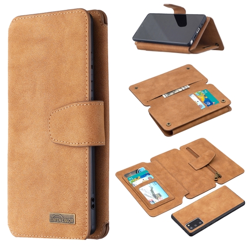 

For Samsung Galaxy Note20 Detachable Frosted Magnetic Horizontal Flip PU Leather Case with Card Slots & Holder & Zipper Wallet & Photo Frame(Brown)