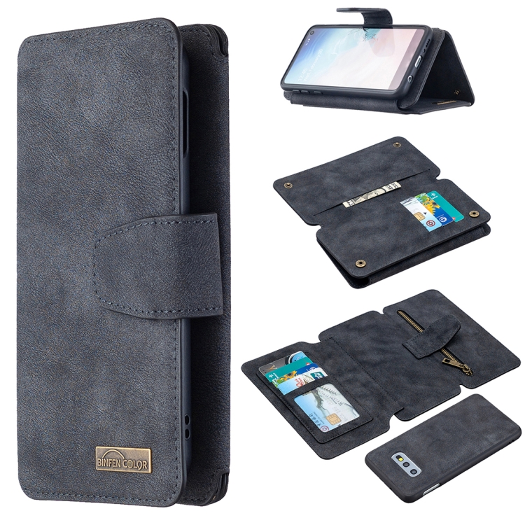 

For Samsung Galaxy S10e Detachable Frosted Magnetic Horizontal Flip PU Leather Case with Card Slots & Holder & Zipper Wallet & Photo Frame(Black Blue)