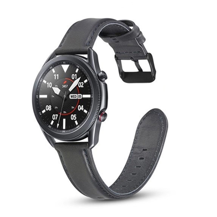 

For Samsung Galaxy Watch 3 45mm Flat Texture Leather Replacement Strap(Gray)
