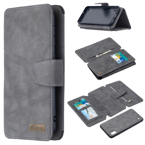 

For Samsung Galaxy A10 Detachable Frosted Magnetic Horizontal Flip Leather Case with Card Slots & Holder & Zipper Wallet & Photo Frame(Grey)