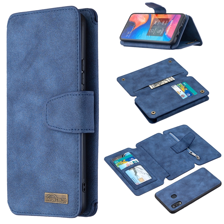 

For Samsung Galaxy A20 / A30 Detachable Frosted Magnetic Horizontal Flip Leather Case with Card Slots & Holder & Zipper Wallet & Photo Frame(Blue)
