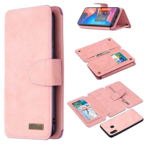 

For Samsung Galaxy A20 / A30 Detachable Frosted Magnetic Horizontal Flip Leather Case with Card Slots & Holder & Zipper Wallet & Photo Frame(Pink)