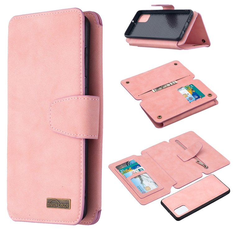 

For Samsung Galaxy A31 Detachable Frosted Magnetic Horizontal Flip Leather Case with Card Slots & Holder & Zipper Wallet & Photo Frame(Pink)