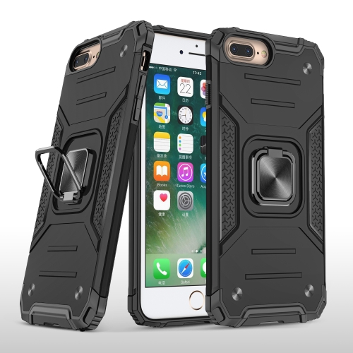 

For iPhone 8 Plus & 7 Plus Magnetic Armor Shockproof TPU + PC Case with Metal Ring Holder(Black)