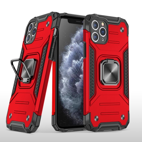 

For iPhone 11 Pro Magnetic Armor Shockproof TPU + PC Case with Metal Ring Holder(Red)