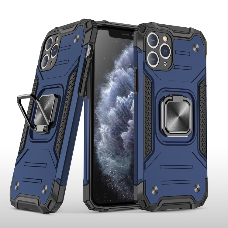 

For iPhone 11 Pro Max Magnetic Armor Shockproof TPU + PC Case with Metal Ring Holder(Blue)