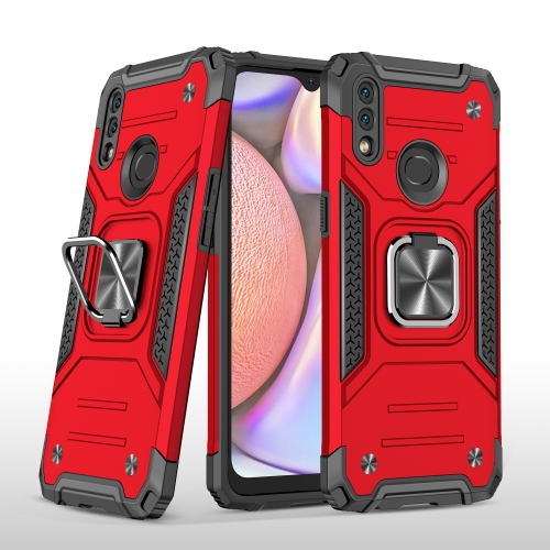 

For Samsung Galaxy A10s Magnetic Armor Shockproof TPU + PC Case with Metal Ring Holder(Red)