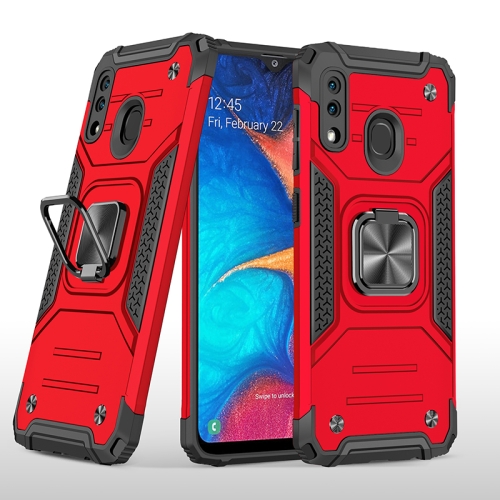 

For Samsung Galaxy A20 / A30 Magnetic Armor Shockproof TPU + PC Case with Metal Ring Holder(Red)