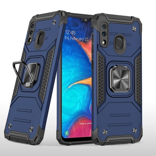 

For Samsung Galaxy A20 / A30 Magnetic Armor Shockproof TPU + PC Case with Metal Ring Holder(Blue)