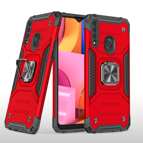 

For Samsung Galaxy A20s Magnetic Armor Shockproof TPU + PC Case with Metal Ring Holder(Red)