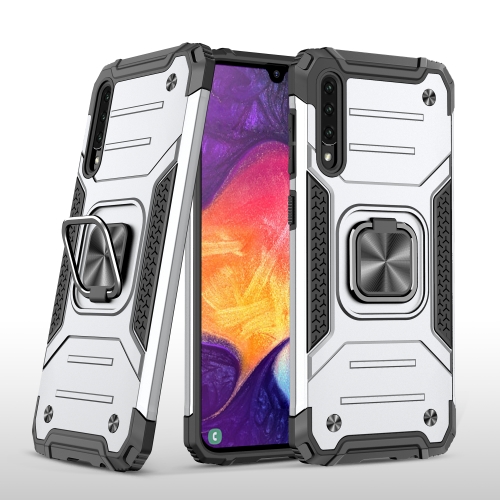 

For Samsung Galaxy A30 / A50 / A50s Magnetic Armor Shockproof TPU + PC Case with Metal Ring Holder(Silver)