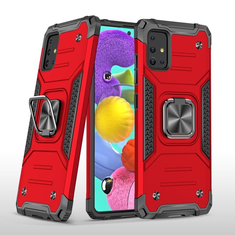 

For Samsung Galaxy A51 Magnetic Armor Shockproof TPU + PC Case with Metal Ring Holder(Red)
