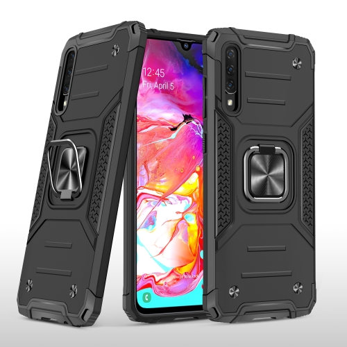 

For Samsung Galaxy A70 Magnetic Armor Shockproof TPU + PC Case with Metal Ring Holder(Black)