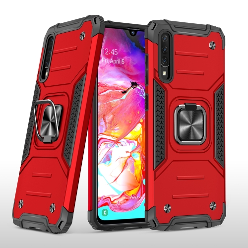 

For Samsung Galaxy A70 Magnetic Armor Shockproof TPU + PC Case with Metal Ring Holder(Red)