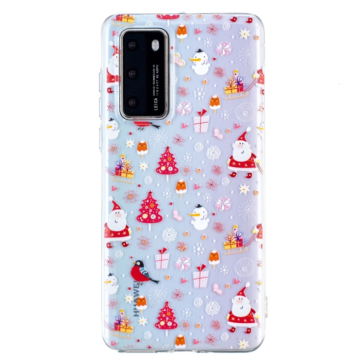 

For Huawei P40 Christmas Pattern TPU Protective Case(Snowman Bird)