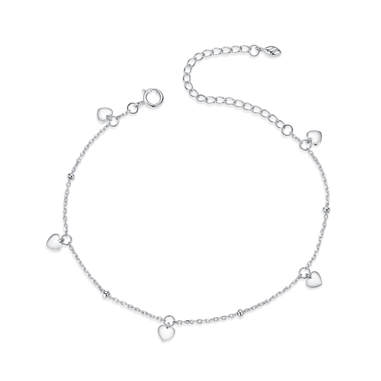 

S925 Sterling Silver Platinum Plated Hollow Heart Bracelet
