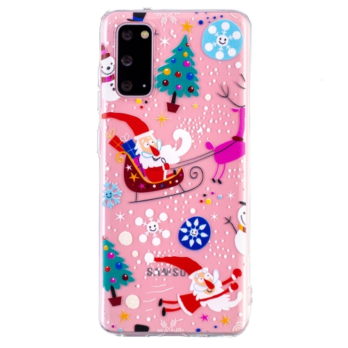 

For Samsung Galaxy S20 Ultra Christmas Pattern TPU Protective Cas(Pink Deer Santa Claus)