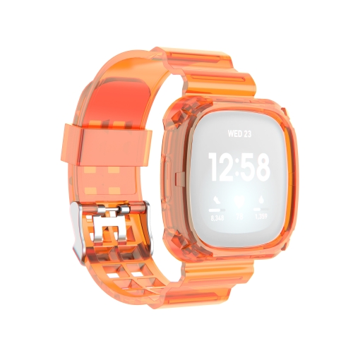 

For Fitbit Versa 3 / Fitbit Sense Transparent One-piece TPU Strap, Size: Free Size(Orange)