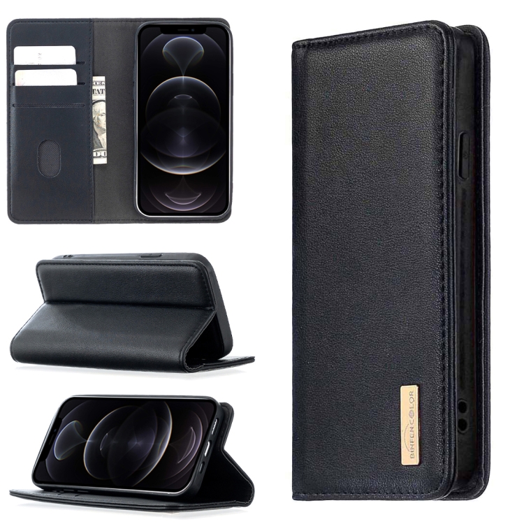

For iPhone 12 / 12 Pro 2 in 1 Detachable Magnetic Horizontal Flip Genuine Leather Case with Holder & Card Slots & Wallet(Black)