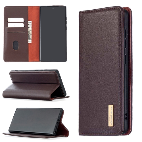 

For Samsung Galaxy Note20 Ultra 2 in 1 Detachable Magnetic Horizontal Flip Genuine Leather Case with Holder & Card Slots & Wallet(Dark Brown)