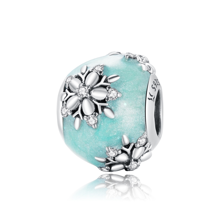 

S925 Sterling Silver Shiny Snowflakes Beads DIY Bracelet Necklace Accessories
