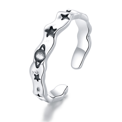 

S925 Sterling Silver Romantic Planet Stars Women Open Ring