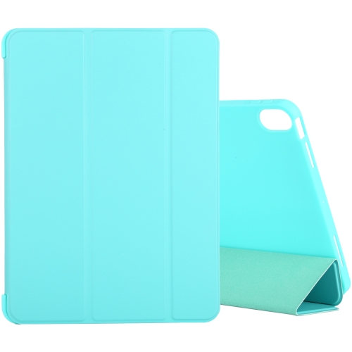 

For iPad Air (2020) 10.9 Silicone 3-Folding Full Coverage Leather Case(Light Blue)