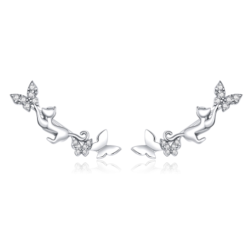 

S925 Sterling Silver Cat Butterfly Women Earrings