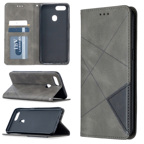 

For OPPO A5 Prismatic Invisible Magnetic Horizontal Flip Leather Case with Holder & Card Slots & Photo Frame(Grey)