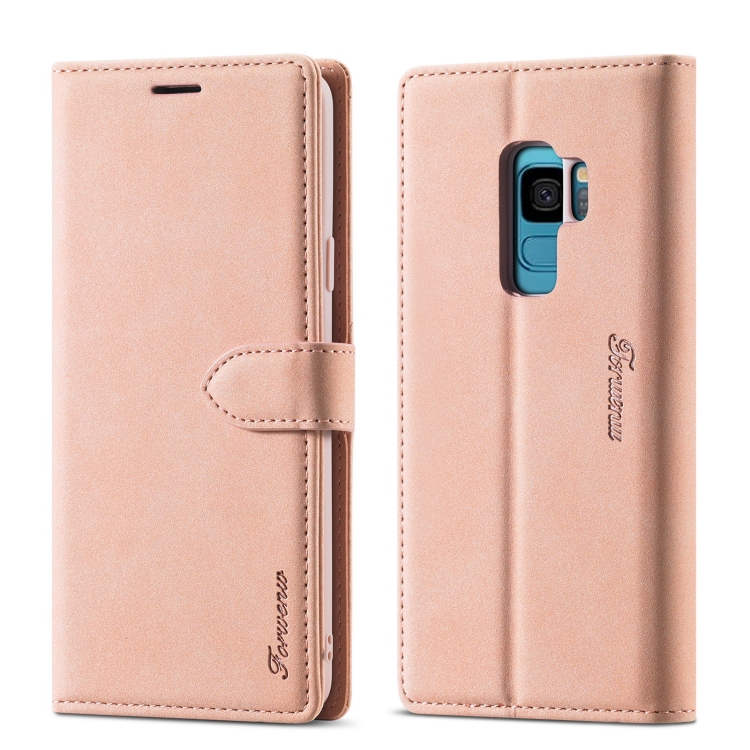 

For Samsung Galaxy S9 Forwenw F1 Series Matte Strong Magnetism Horizontal Flip Leather Case with Holder & Card Slots & Wallet & Photo Frame(Rose Gold)