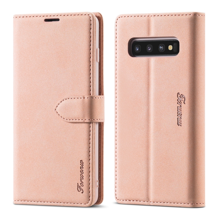 

For Samsung Galaxy S10 Forwenw F1 Series Matte Strong Magnetism Horizontal Flip Leather Case with Holder & Card Slots & Wallet & Photo Frame(Rose Gold)