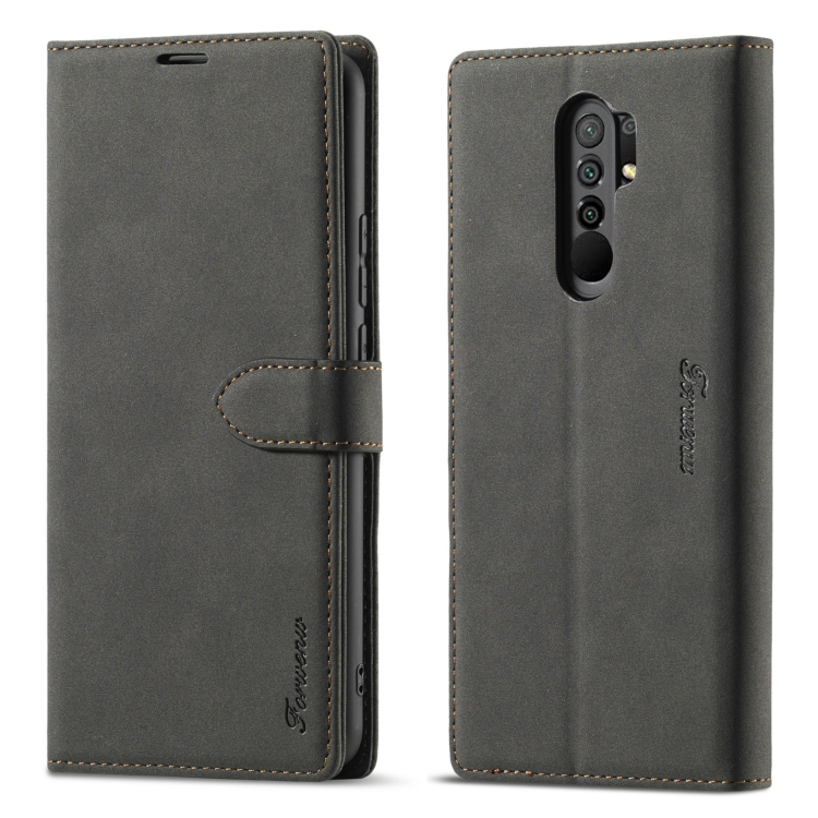 

For Xiaomi Redmi 9 Forwenw F1 Series Matte Strong Magnetism Horizontal Flip Leather Case with Holder & Card Slots & Wallet & Photo Frame(Black)