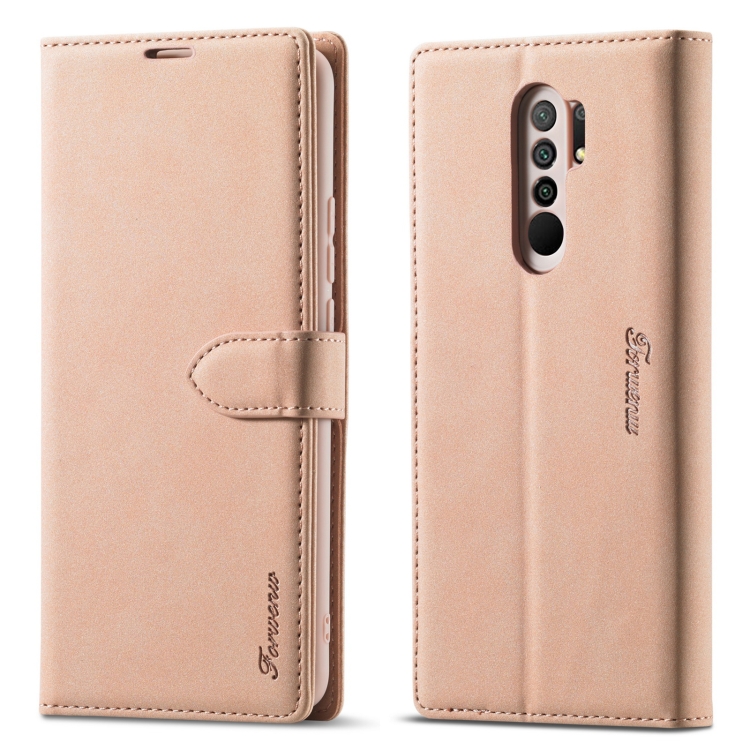 

For Xiaomi Redmi 9 Forwenw F1 Series Matte Strong Magnetism Horizontal Flip Leather Case with Holder & Card Slots & Wallet & Photo Frame(Rose Gold)