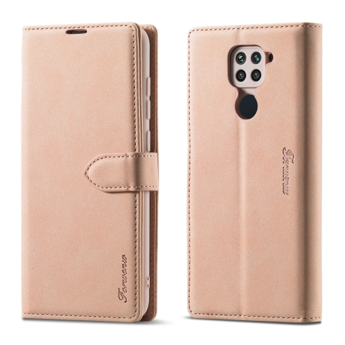 

For Xiaomi Redmi Note 9 Forwenw F1 Series Matte Strong Magnetism Horizontal Flip Leather Case with Holder & Card Slots & Wallet & Photo Frame(Rose Gold)