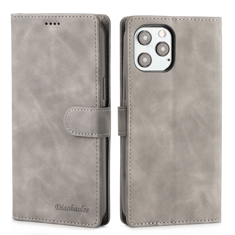 

Diaobaolee Pure Fresh Texture Horizontal Flip Leather Case for iPhone 12 Pro Max, with Holder & Card Slots & Wallet & Photo Frame(Grey)