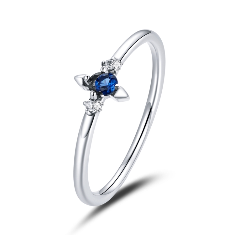 

S925 Sterling Silver Simple Cross Women Zircon Ring, Size:6