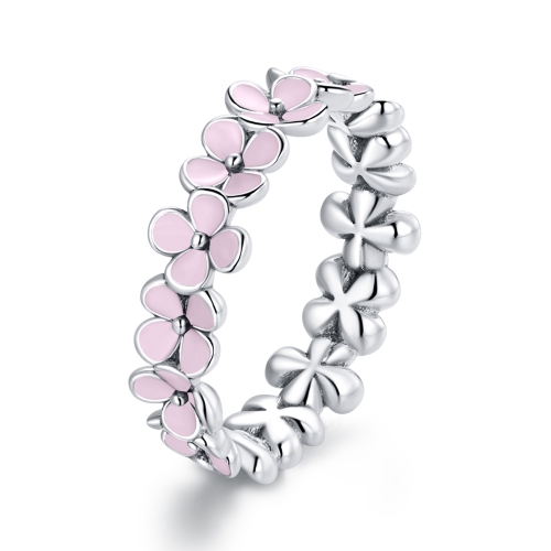 

S925 Sterling Silver Pink Wreath Women Ring, Size:6