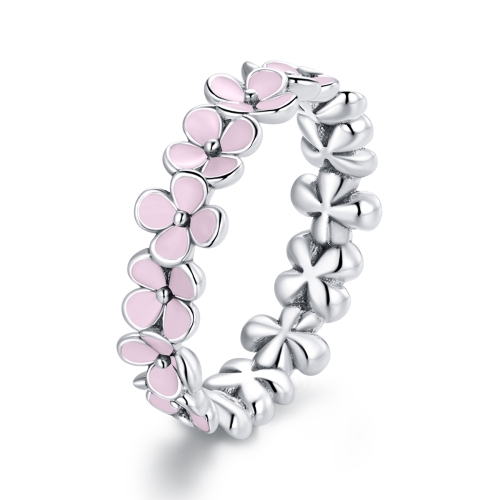 

S925 Sterling Silver Pink Wreath Women Ring, Size:7