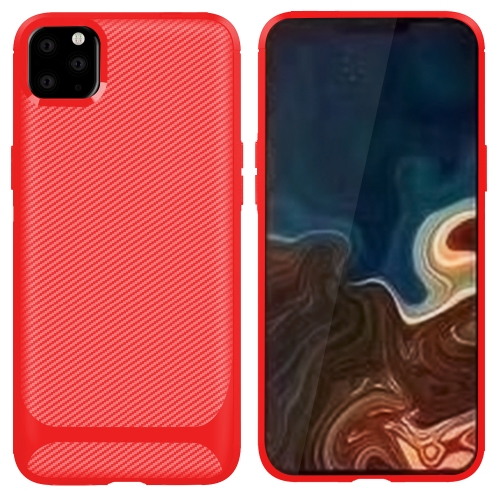 

Carbon Fiber Texture Shockproof TPU Protective Case for iPhone 12 mini(Red)