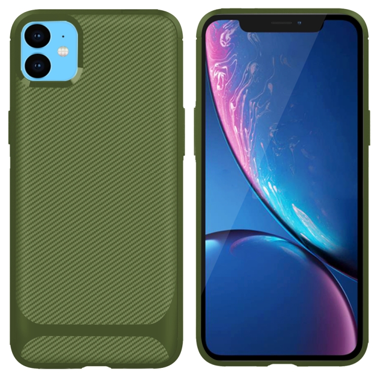 

Carbon Fiber Texture Shockproof TPU Protective Case for iPhone 12 / 12 Pro(Green)