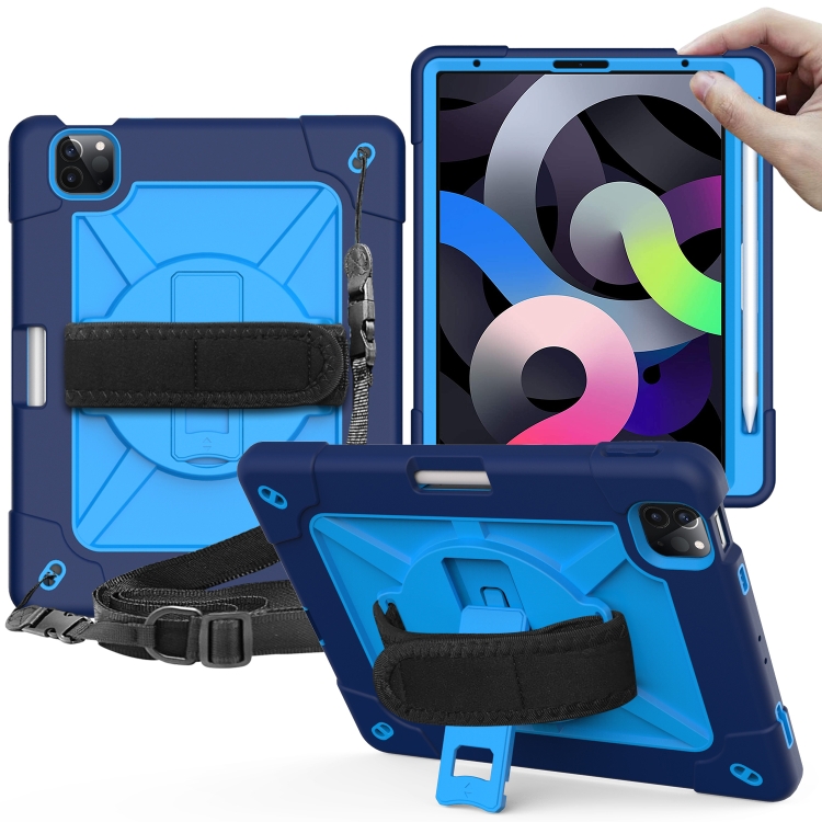 

Contrast Color Robot Shockproof Silicone + PC Protective Case with Holder For iPad Air (2020) 10.9 (Navy Blue)