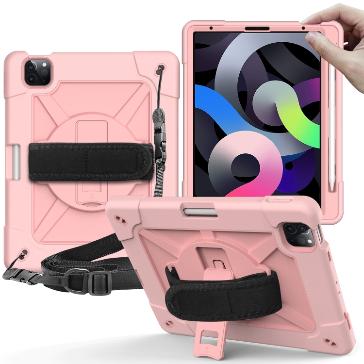 

Contrast Color Robot Shockproof Silicone + PC Protective Case with Holder For iPad Air (2020) 10.9 (Rose Gold)