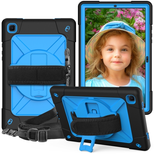 

For Samsung Galaxy Tab A7 10.4 (2020) T500/T505 Contrast Color Robot Shockproof Silicone + PC Protective Case with Holder(Black Blue)