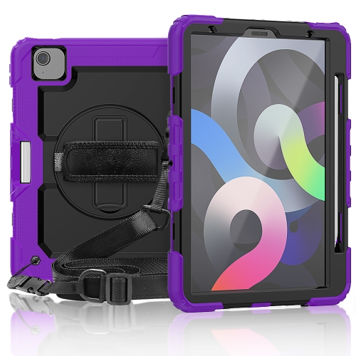 

Shockproof Colorful Silicone + PC Protective Case with Holder & Shoulder Strap & Hand Strap & Pen Slot For iPad Air (2020) 10.9 (Purple)